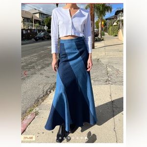 Taking Offers! BATSHEVA Cera Skirt Blue Paneled Denim NWOT